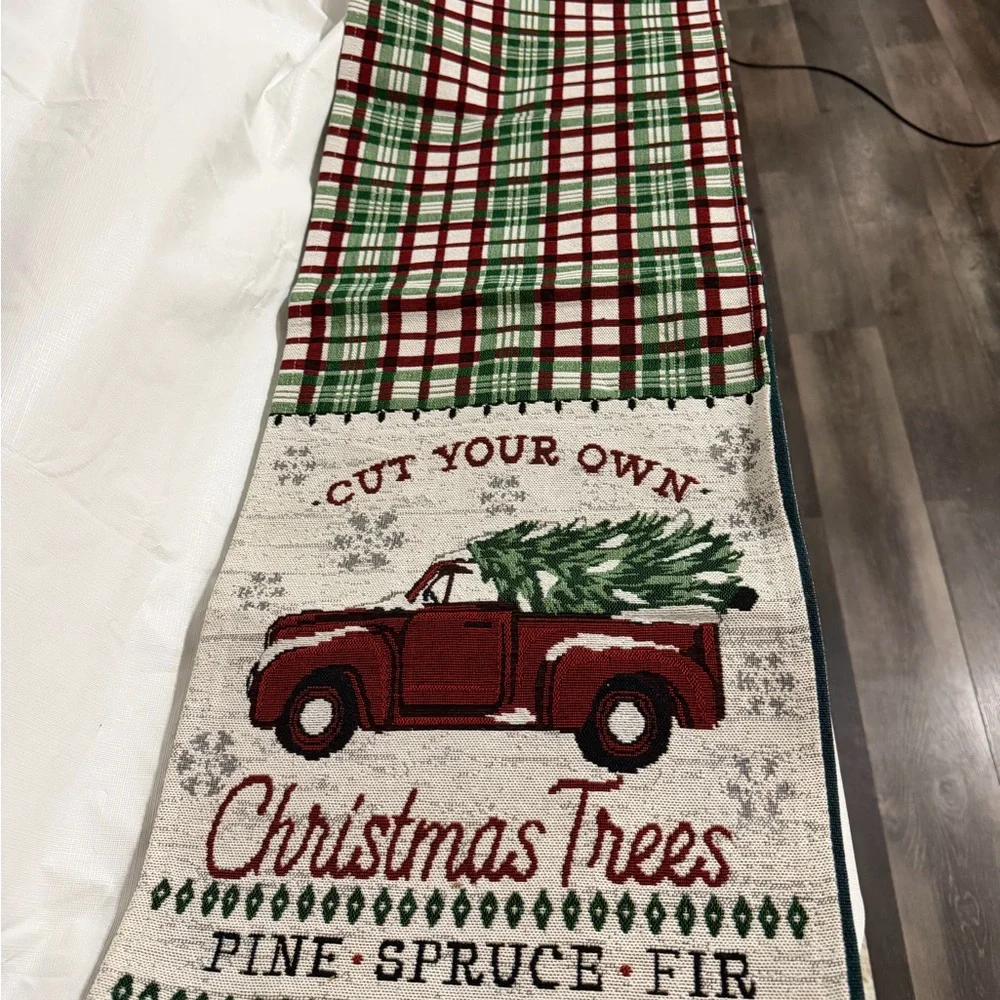 Festive Red Christmas Tree Runner